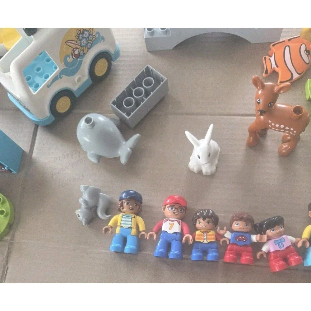 Lego Duplo Airplane Panda Animal Surf Van Train People Kids Giraffe Lot Of 150